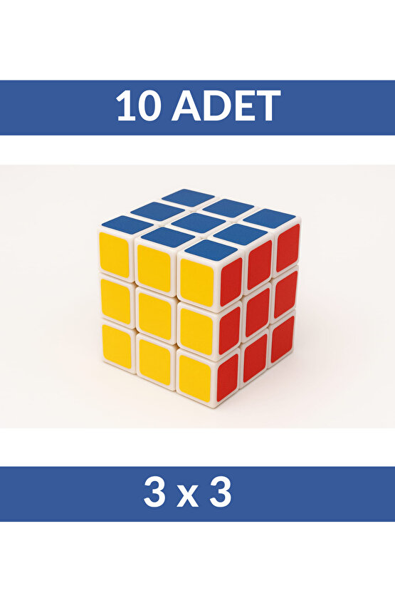 10lu Zeka Geliştirici 3x3 Rubik Küp Seti - Hızlı Dönen Eğitici Zeka Oyunu