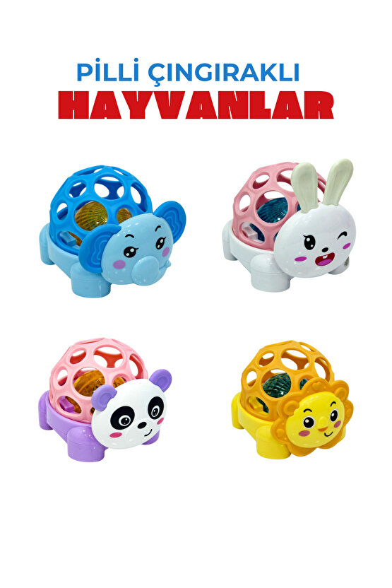 Pilli Işıklı Çıngıraklı Oyuncak Hayvanlar (0+ Yaş)