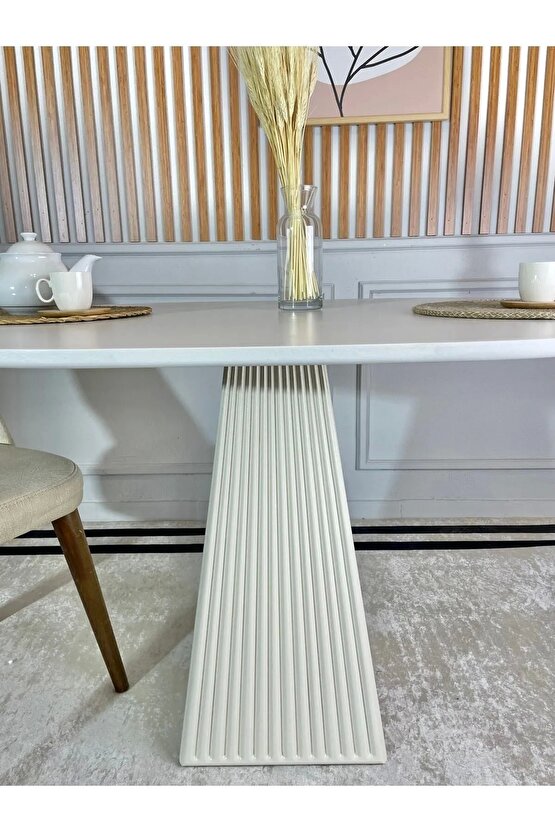 120x90 Cm Oval Ahşap Yemek Masası - Fungi Serisi - Balkon Ve Kafe Masası