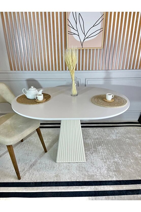 120x90 Cm Oval Ahşap Yemek Masası - Fungi Serisi - Balkon Ve Kafe Masası