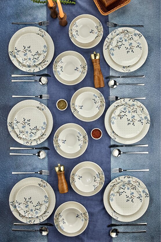 24 Parça Porselen Yemek Takımı - 6 Kişilik, Şık ve Dayanıklı Tasarım