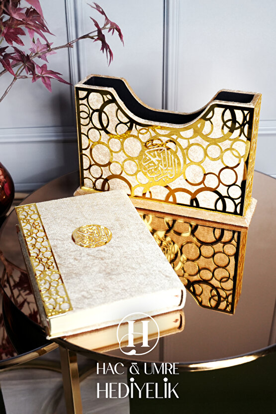 Ahşap Kutulu Kadife Kaplama Kuranı Kerim | Hediyelik Lüks Kuranı Kerim