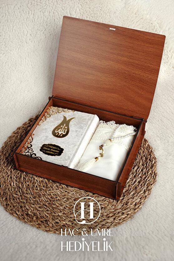 Anneye Hediye | Anne Doğum Günü Hediyesi | Anneler Günü Hediyesi | Kadife Kuran Şal İnci Tesbih Seti