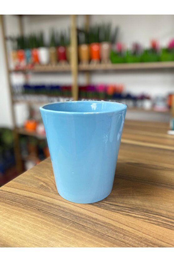 Mavi Seramik Saksı-Orkide İçin Seramik Saksı-Sukulent İçin Seramik Saksı