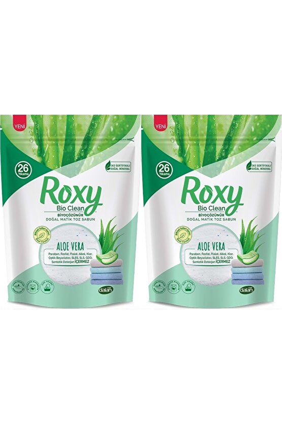 Roxy Bio Clean Matik Sabun Tozu 800gr Aloe Vera (2 Lİ SET) (52 YIKAMA)