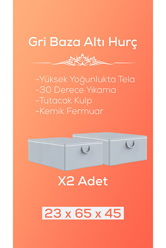 Antrasit Baza Altı Yorgan Hurç 2 Adet