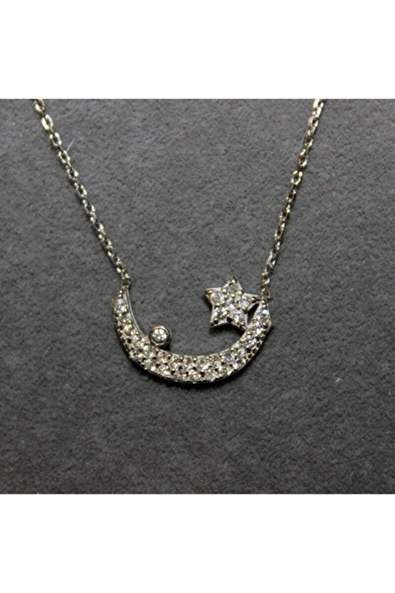 Taşlı Ay Yıldız Kolye