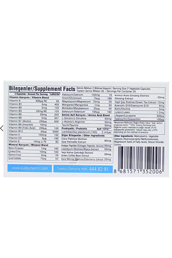 Multimen®50+ Erkeklere Özel Multivitamin Enerji ve Bağışıklık Desteği 50 Bitkisel Kapsül