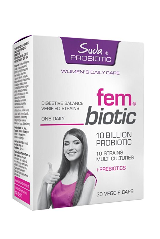 FemBiotic Kadınlara Özel Probiyotik+Prebiyotik,Vajinal Flora Desteği,Sindirim Sağlığı 30 Kapsül