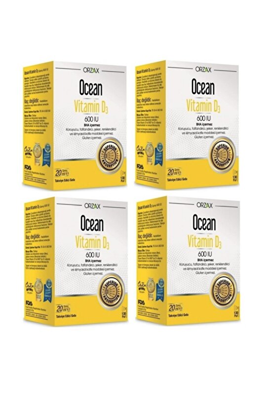 Ocean Vitamin D3 600 Iu Sprey 20ml X4 Adet