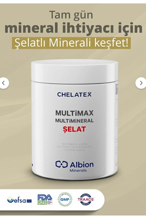 Multimax Multimineral Şelat Takviye Edici Gıda 60 Bitkisel Kapsül