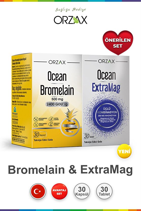 Ocean Bromelain 30 Kapsül & Ocean ExtraMag 30 Tablet