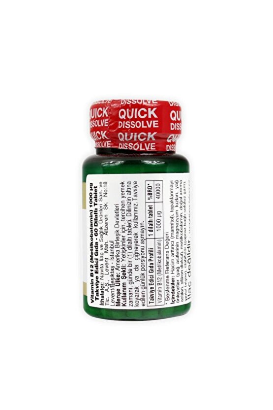 B-12 1000 mcg 60 Dilaltı Tableti