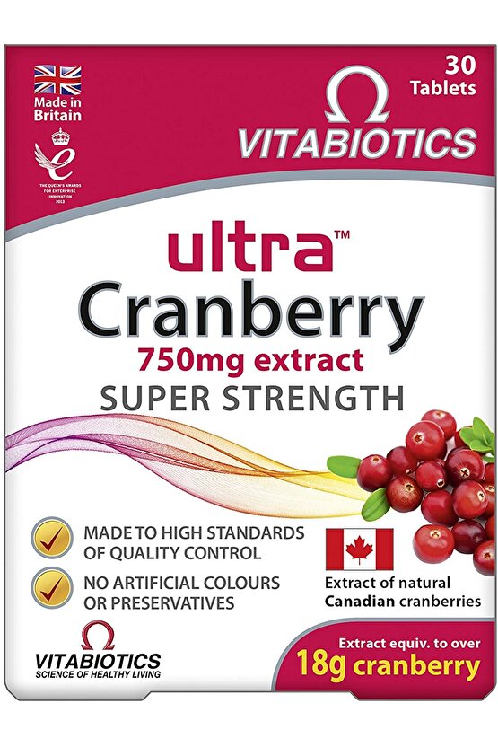 Ultra Cranberry Bitkisel Takviye, 750mg, 30 Tablet