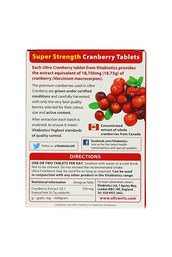 - Ultra Cranberry 750Mg - 30 Tablet