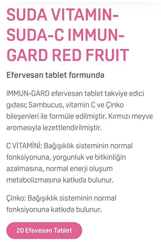 Suda-C Immun Gard Red Fruit 20 Efervesan Tablet