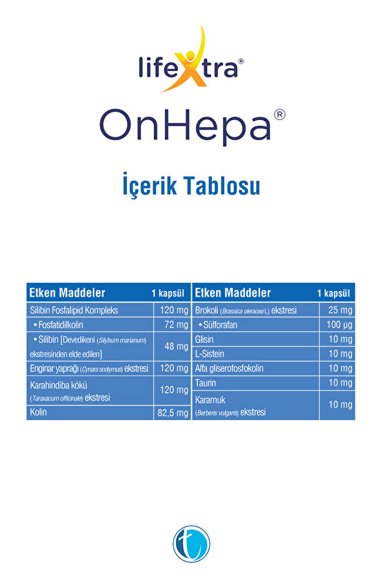 Onhepa 30 Yumuşak Kapsül Silibin Fosfalipid Kompleks Kolin Glisin L-sistein Sülforafan