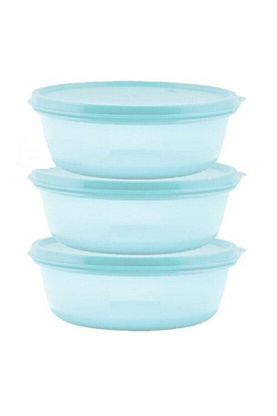 Buzdolabı Saklama Kabı 600 Ml 3lü Set Açık Mavi (üç Şekerpare)