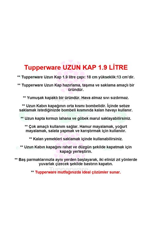 Uzun Kap 1.9 Lt Mor Hazırlama Saklama Kabı Hsgl