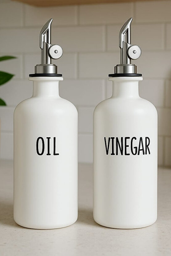 2Li Akıllı Otomatik Kapaklı Cam Yağlık Sirkelik Seti 500 ml