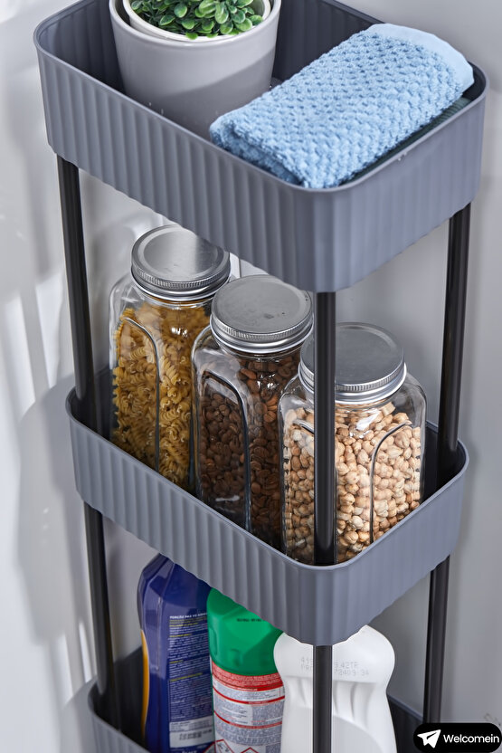 Easy 3 Katlı Çok Amaçlı Raf Mutfak Ve Banyo Organizer Düzenleyici (Tkerlekli) Kaliteli Şık