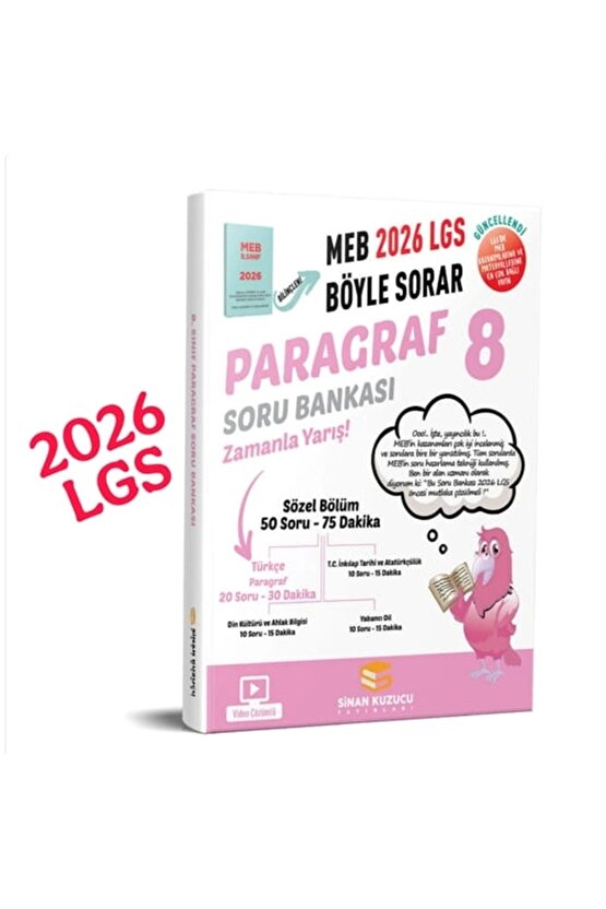 8. Sınıf Paragraf Soru Bankası  Kollektif  Sinan Kuzucu Yayınları  9786256804661