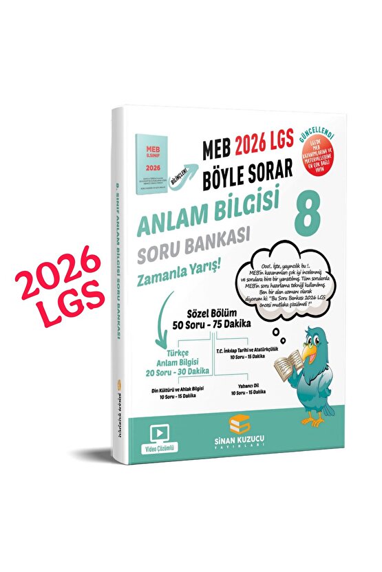 Sinan Kuzucu 2026 Lgs 8. Sınıf Anlam Bilgisi Soru Bankası