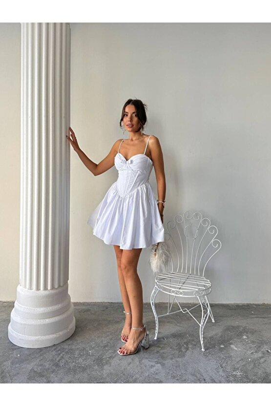 Kadın Göğüs Fiyonk Detaylı Korse Formlu Mini Elbise