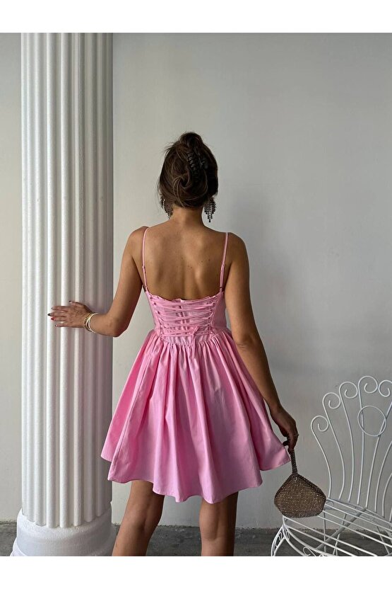 Kadın Göğüs Fiyonk Detaylı Korse Formlu Mini Elbise