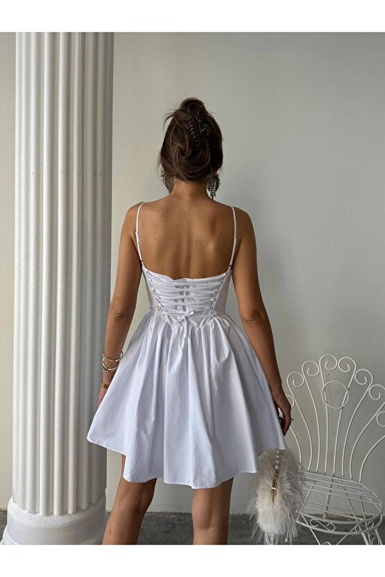 Kadın Göğüs Fiyonk Detaylı Korse Formlu Mini Elbise