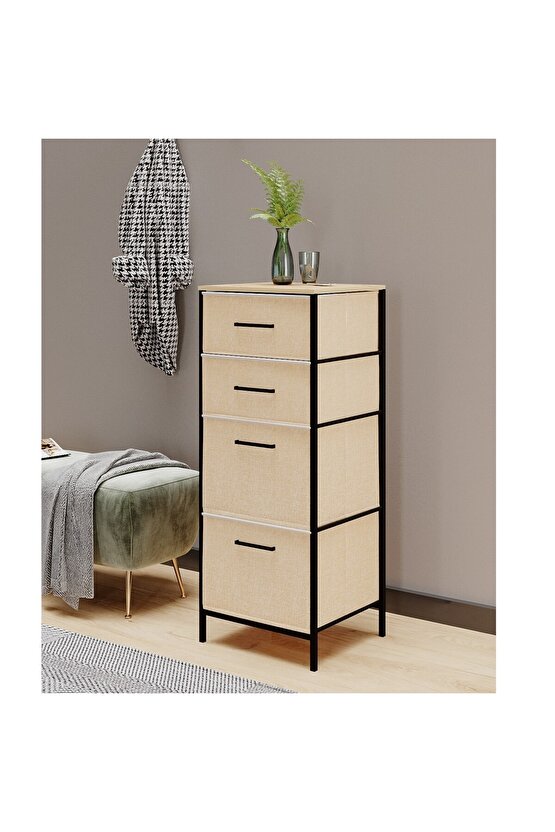 Çok Amaçlı Dolap 4 Çekmeceli Komodin Sehpa