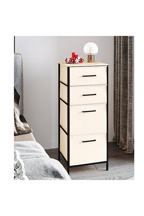 Çok Amaçlı Dolap 4 Çekmeceli Komodin Sehpa