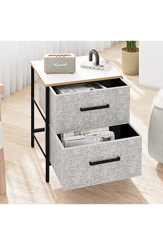 2 Çekmeceli Çok Amaçlı Dolap Komodin Sehpa