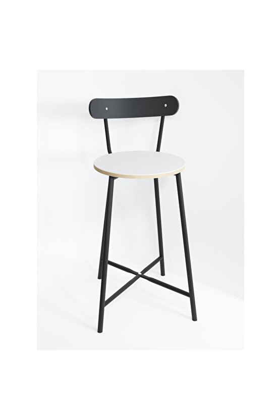 Bar Sandalyesi Oval Mutfak Taburesi  Beyaz 1512