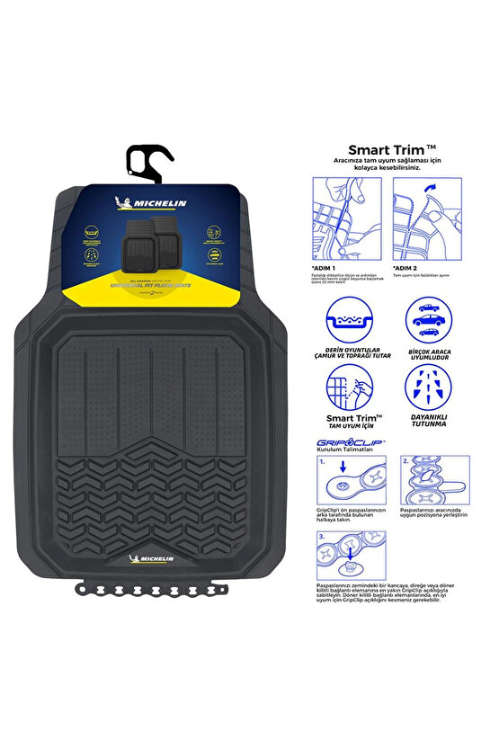 MC34594 Tüm Araçlara Uyumlu 2 Parça Üniversal 3D Havuzlu Oto Paspas