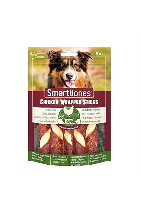 SmartBones Tavuk Sargılı Medium Stick Köpek Ödülü 5Li 137 Gr