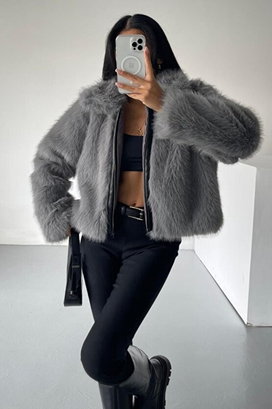 Yumuşak Dokunuşlu İçi Astarlı Fermuarlı Premium Kürk