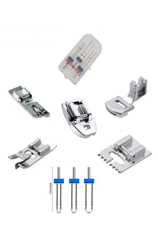 Singer Beşli Ayak Set (nervür,kıvırma,sürfile,büzgü,gizli Fermuar ) Ve 3lü Çift Iğne Seti