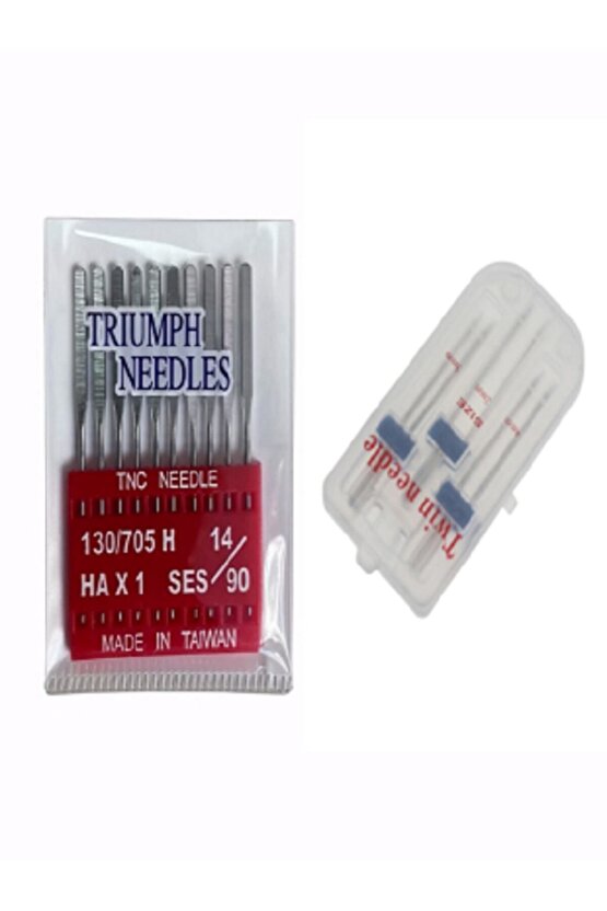 Dikiş Makine Iğnesi (12-14-16 Numara 30 Adet) Normal Iğne Ve 2mm-3mm-4mm Çift Iğne 3 Adet Gelecektir