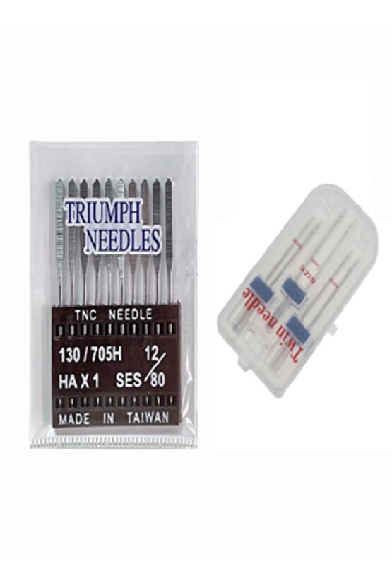 Dikiş Makine Iğnesi (12-14-16 Numara 30 Adet) Normal Iğne Ve 2mm-3mm-4mm Çift Iğne 3 Adet Gelecektir