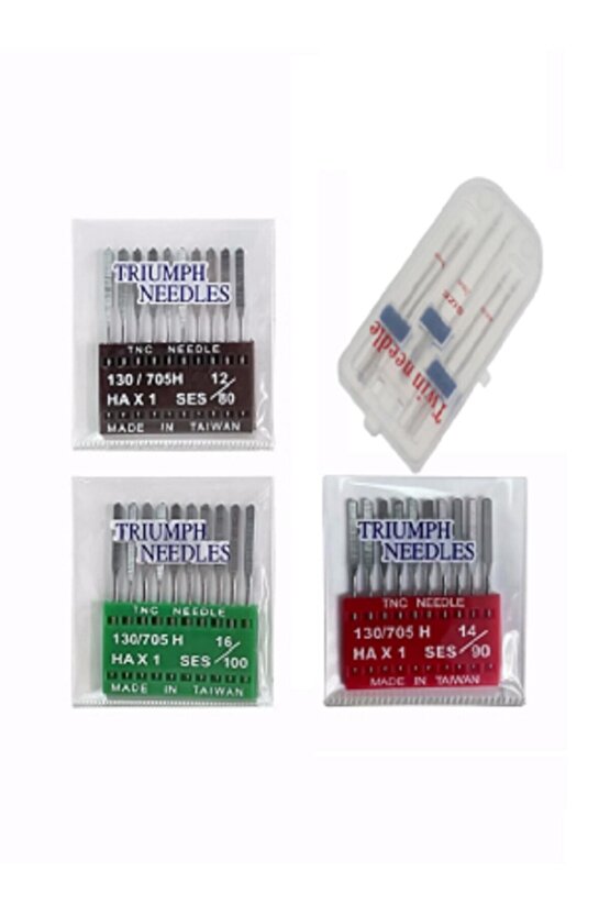Dikiş Makine Iğnesi (12-14-16 Numara 30 Adet) Normal Iğne Ve 2mm-3mm-4mm Çift Iğne 3 Adet Gelecektir