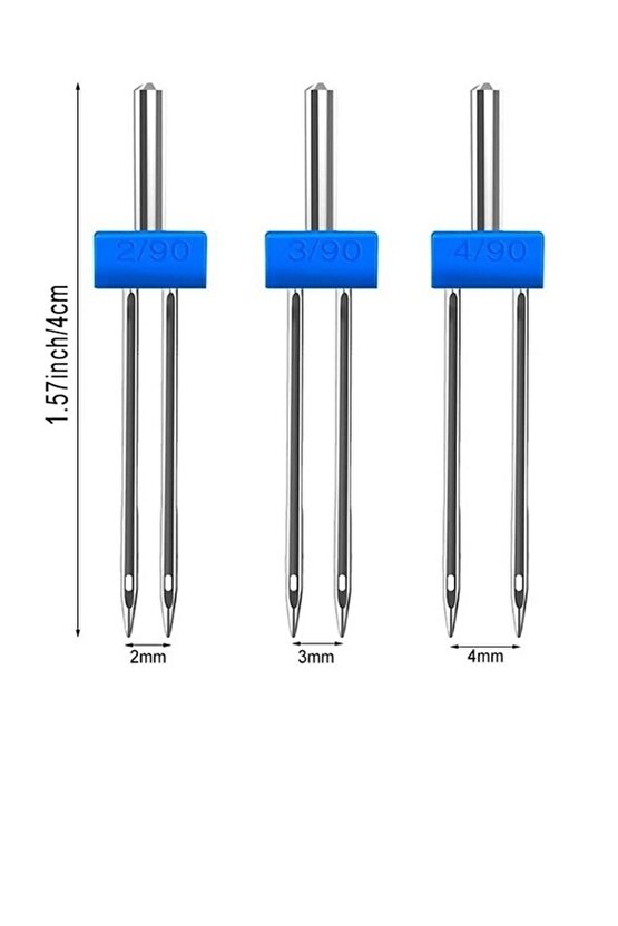 Dikiş Makine Iğnesi (12-14-16 Numara 30 Adet) Normal Iğne Ve 2mm-3mm-4mm Çift Iğne 3 Adet Gelecektir