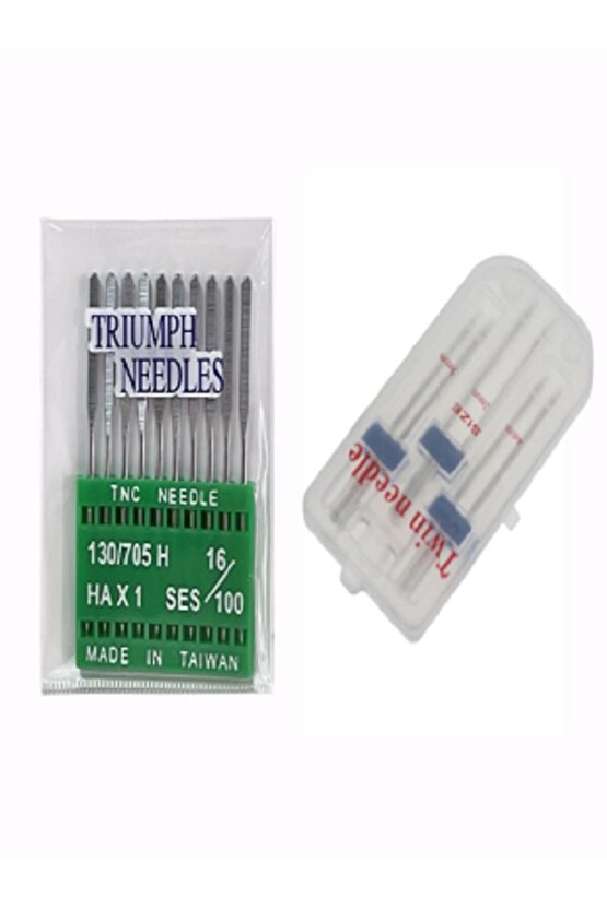 Dikiş Makine Iğnesi (12-14-16 Numara 30 Adet) Normal Iğne Ve 2mm-3mm-4mm Çift Iğne 3 Adet Gelecektir