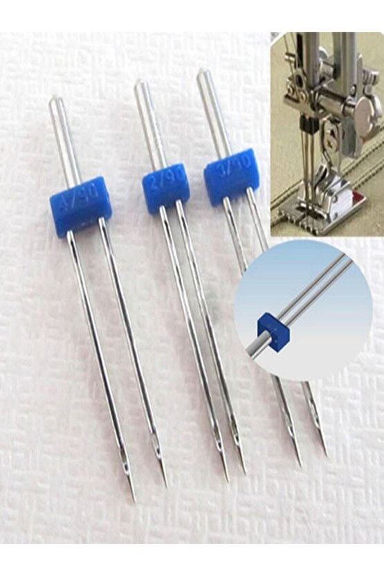 Dikiş Makine Iğnesi (12-14-16 Numara 30 Adet) Normal Iğne Ve 2mm-3mm-4mm Çift Iğne 3 Adet Gelecektir