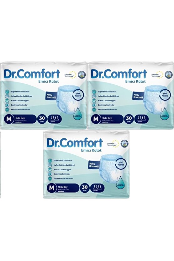 Dr.Comfort Hasta Bezi Yetişkin Emici Külot M-Orta 90 Adet (3Pk*30)
