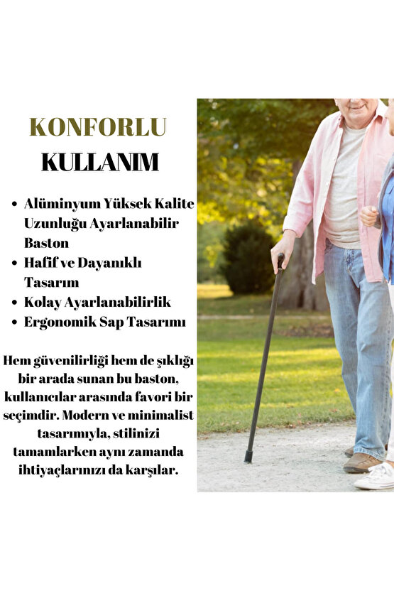 Baston Ayarlanabilir 80-100 Denge Bastonu Siyah