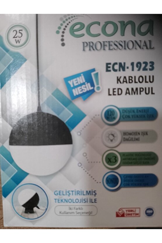 1,5 Metre Kablolu, Arapuatalı, Fişli, 25 Watt Gün Işığı Led Ampul, Kendin Yap Avize,lambader Ampulü
