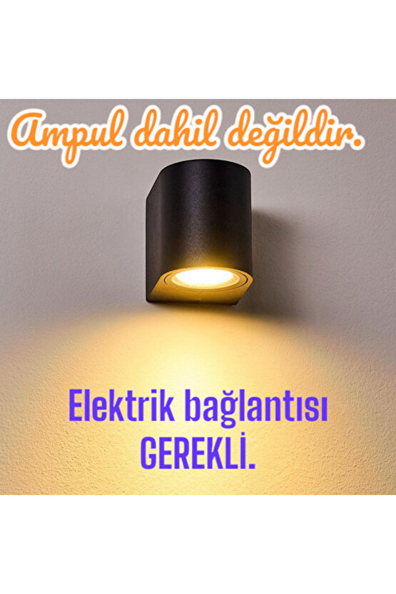 Tek Yönlü Iç - Dış Mekan Dekoratif Siyah Kasa Bahçe Balkon Salon Teras Veranda Apliği (AMPUL HARİÇ)