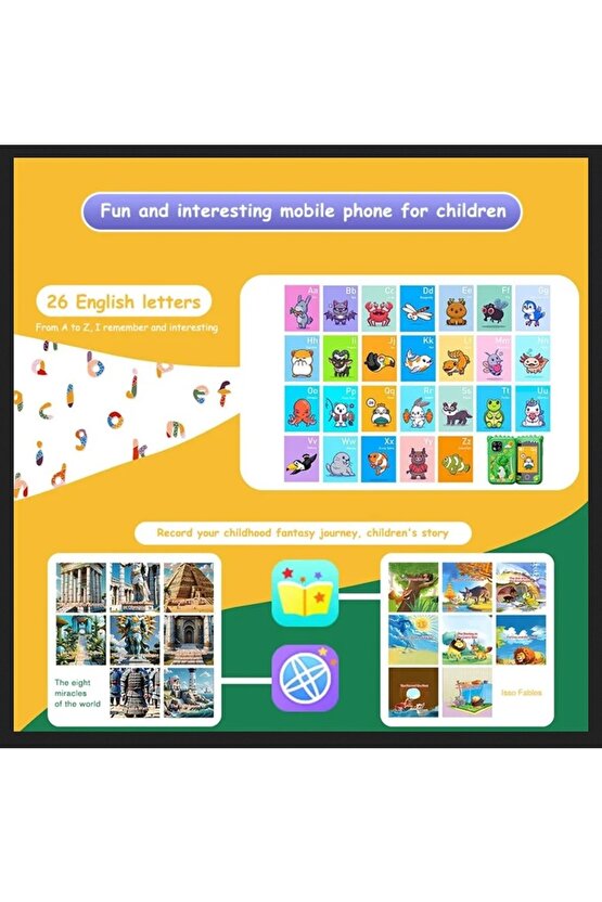 ÇOCUKLAR İÇİN EĞİTİCİ TELEFON DOKUNMATİK EKRAN ÇİFT KAMERALI FENERLİ MÜZİK ÇALAR OYUN VİDEO KAYIT