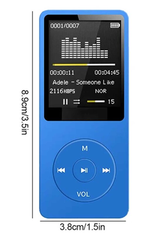 8GB HAFIZA KARTLI BLUETOOTHLU MP3 ÇALAR SES KAYIT FM RADİO DAHİLİ HOPARLÖR EKRANLI MÜZİK ÇALAR